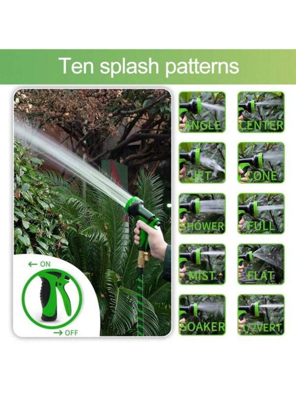 Manguera de jardín retráctil, manguera de jardín expansible flexible de lujo 4X talla grande resistente de 25, 50, 75, 100 pies, manguera ligera sin dobleces ni fugas, negra y verde - Imagen 37