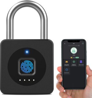 eLinkSmart Cerradura de casillero de gimnasio con huellas dactilares, candado biométrico sin llave, resistente a la intemperie, aplicación digital digital Bluetooth, cerradura inteligente para valla