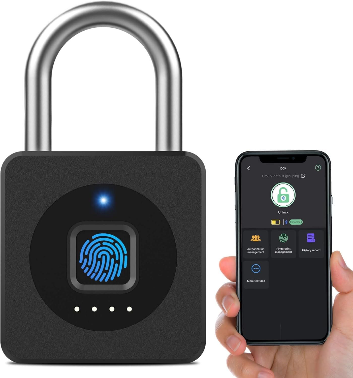 eLinkSmart Cerradura de casillero de gimnasio con huellas dactilares, candado biométrico sin llave, resistente a la intemperie, aplicación digital digital Bluetooth, cerradura inteligente para valla