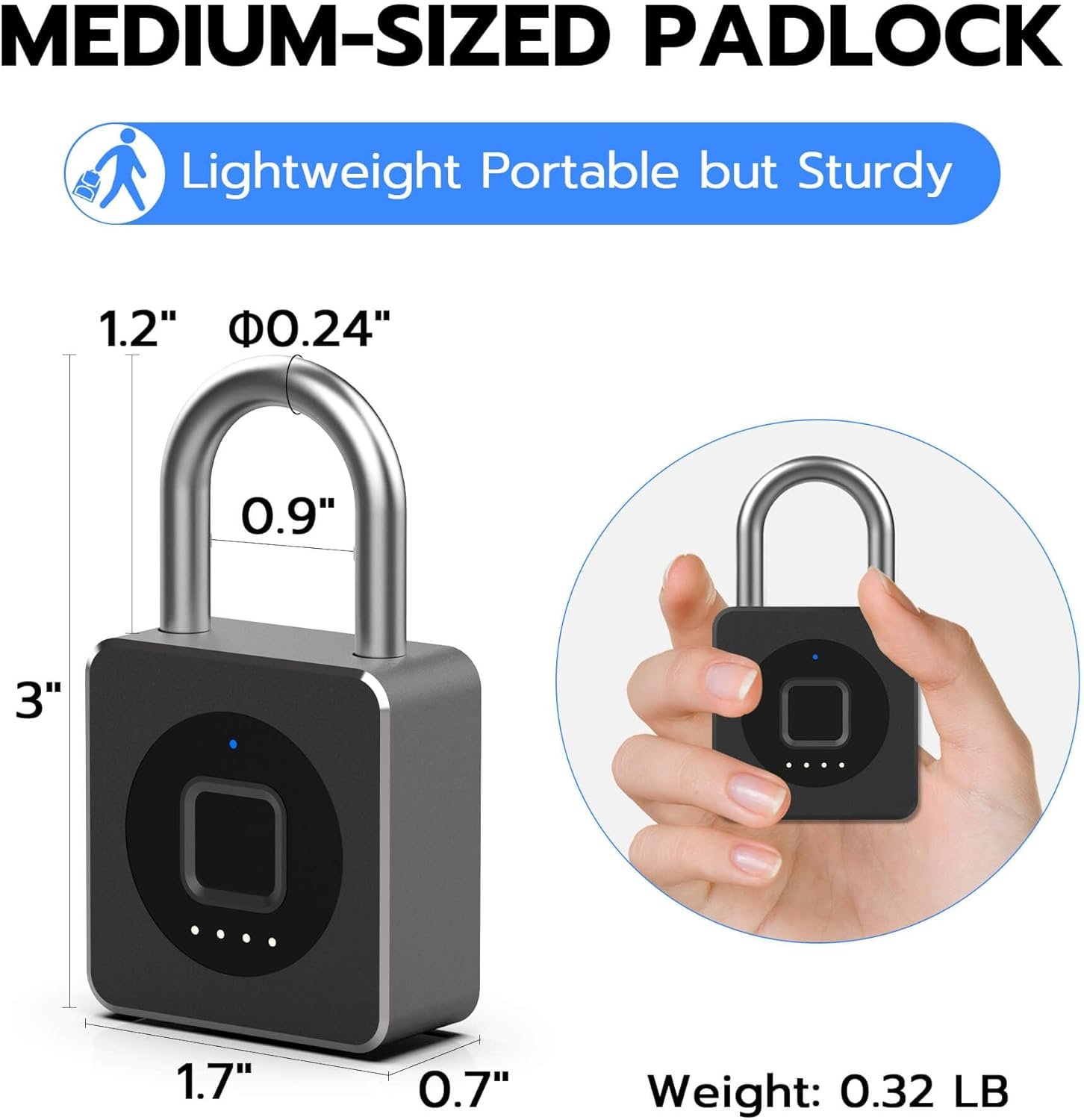 eLinkSmart Cerradura de casillero de gimnasio con huellas dactilares, candado biométrico sin llave, resistente a la intemperie, aplicación digital digital Bluetooth, cerradura inteligente para valla - Imagen 2