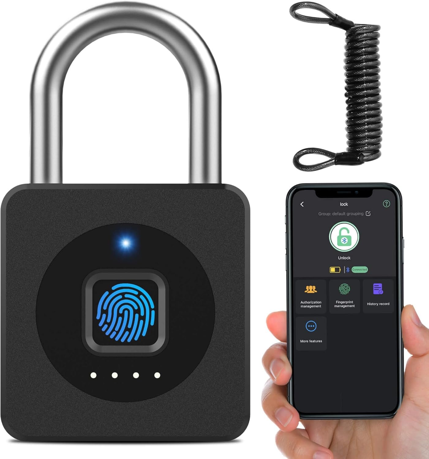 eLinkSmart Cerradura de casillero de gimnasio con huellas dactilares, candado biométrico sin llave, resistente a la intemperie, aplicación digital digital Bluetooth, cerradura inteligente para valla - Imagen 7