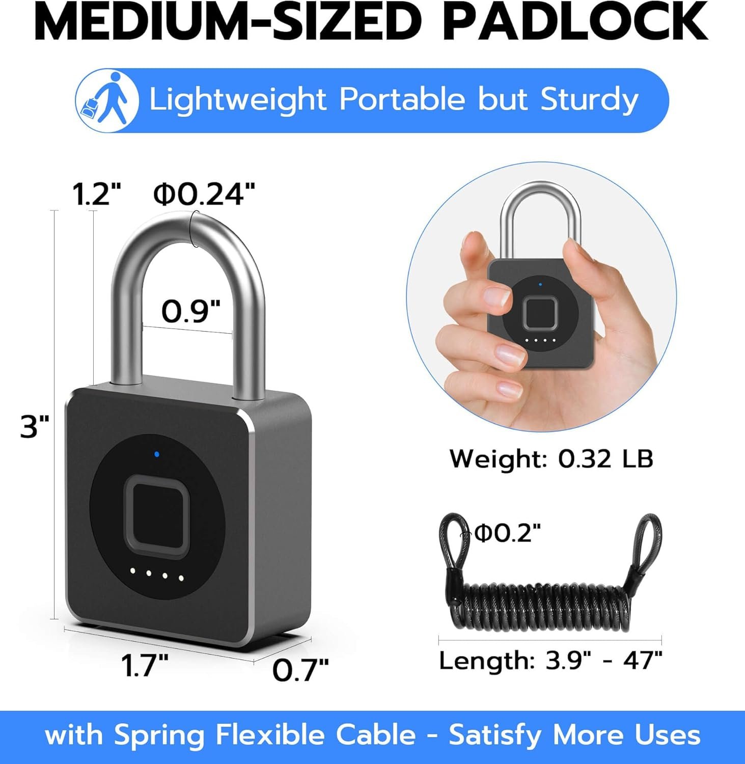 eLinkSmart Cerradura de casillero de gimnasio con huellas dactilares, candado biométrico sin llave, resistente a la intemperie, aplicación digital digital Bluetooth, cerradura inteligente para valla - Imagen 8