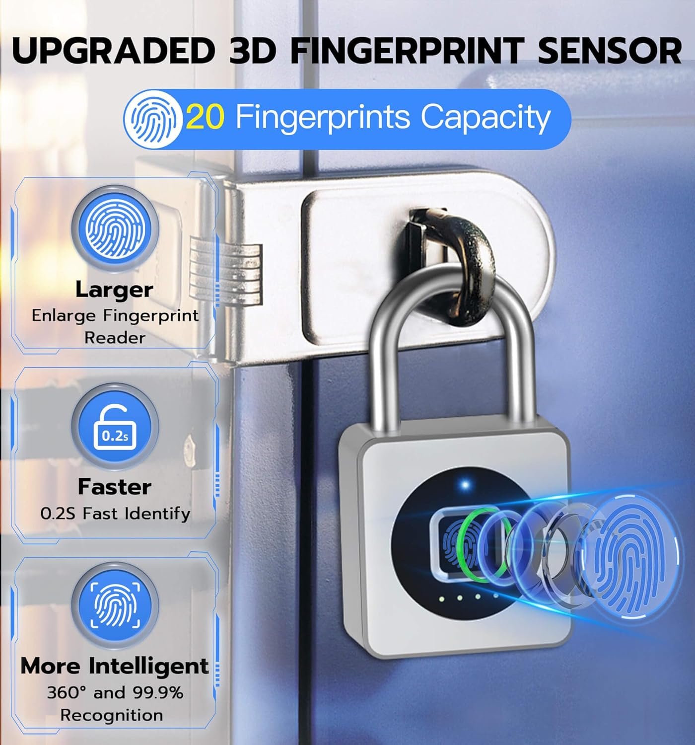 eLinkSmart Cerradura de casillero de gimnasio con huellas dactilares, candado biométrico sin llave, resistente a la intemperie, aplicación digital digital Bluetooth, cerradura inteligente para valla - Imagen 12