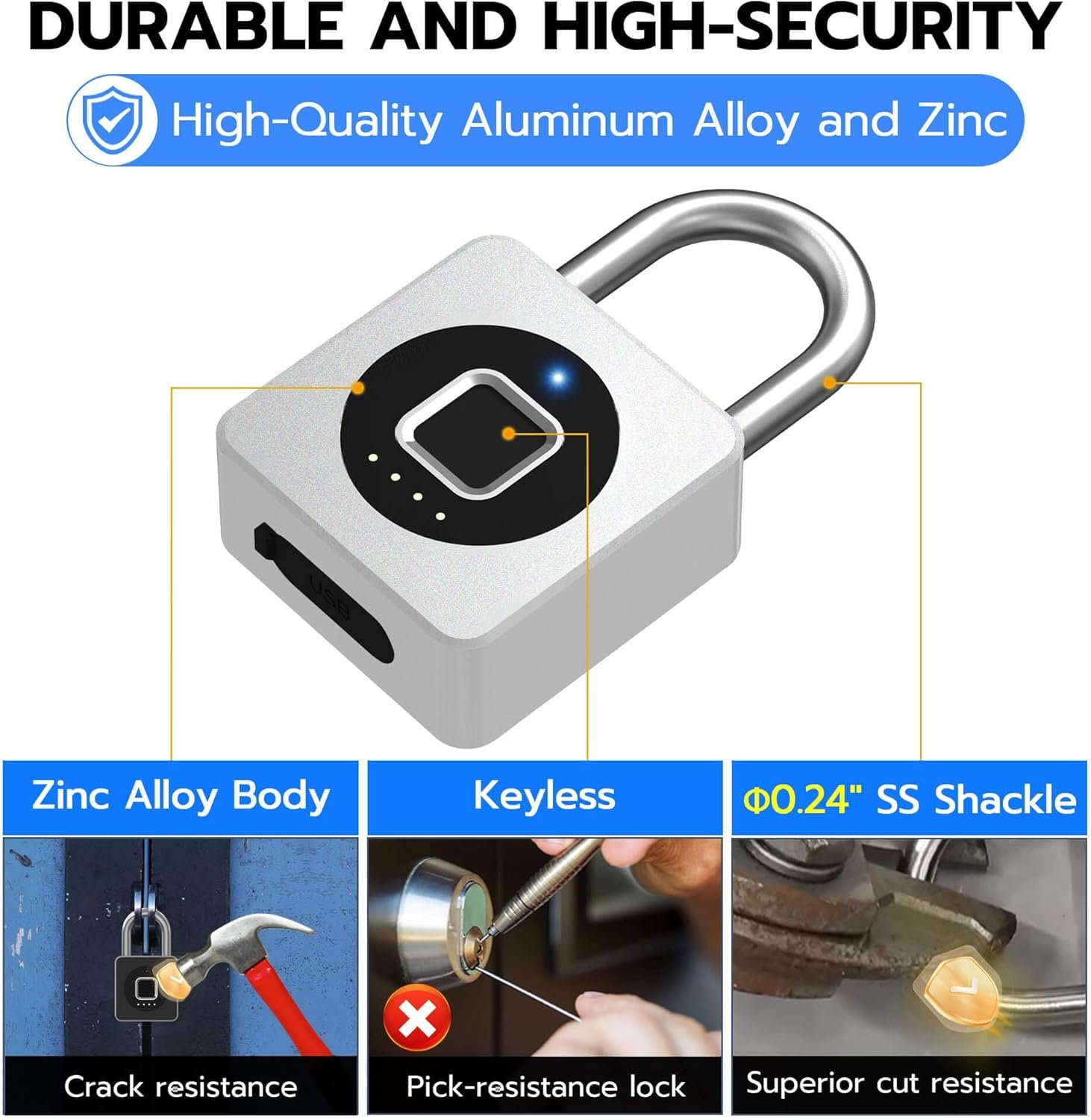 eLinkSmart Cerradura de casillero de gimnasio con huellas dactilares, candado biométrico sin llave, resistente a la intemperie, aplicación digital digital Bluetooth, cerradura inteligente para valla - Imagen 14