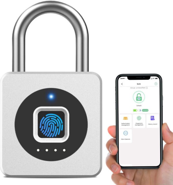 eLinkSmart Cerradura de casillero de gimnasio con huellas dactilares, candado biométrico sin llave, resistente a la intemperie, aplicación digital digital Bluetooth, cerradura inteligente para valla - Imagen 15