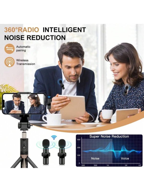 Micrófono inalámbrico de solapa para smartphone, micrófono inalámbrico plug-and-play para grabación de video/audio, micrófono de solapa para entrevistas/vlogs/enseñanza - Imagen 3