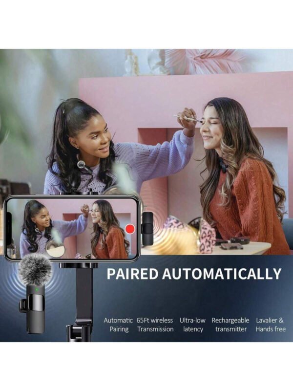 Micrófono inalámbrico de solapa para smartphone, micrófono inalámbrico plug-and-play para grabación de video/audio, micrófono de solapa para entrevistas/vlogs/enseñanza - Imagen 6