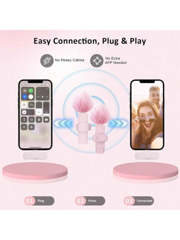 Micrófono inalámbrico de solapa para smartphone, micrófono inalámbrico plug-and-play para grabación de video/audio, micrófono de solapa para entrevistas/vlogs/enseñanza - Imagen 8