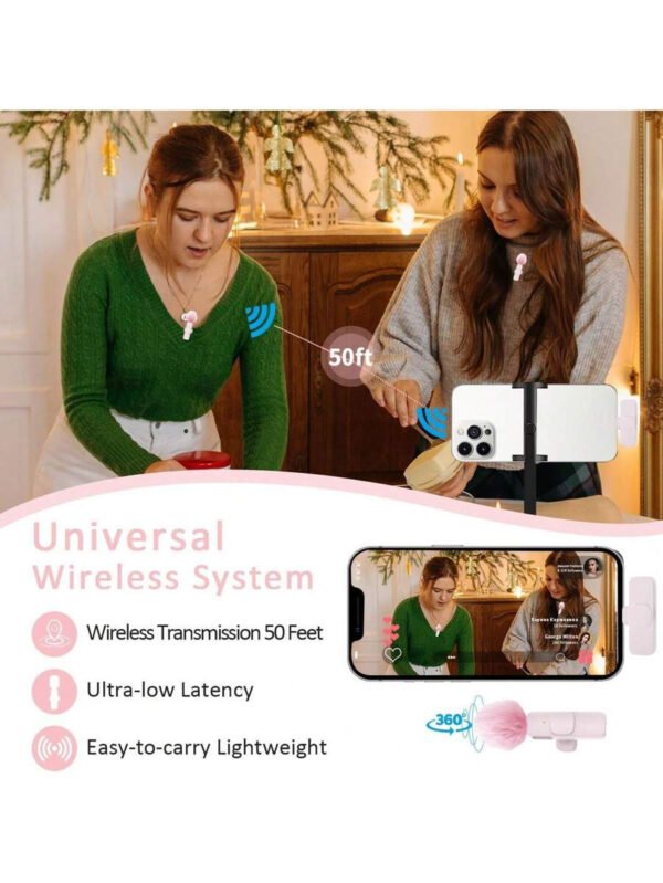 Micrófono inalámbrico de solapa para smartphone, micrófono inalámbrico plug-and-play para grabación de video/audio, micrófono de solapa para entrevistas/vlogs/enseñanza - Imagen 10