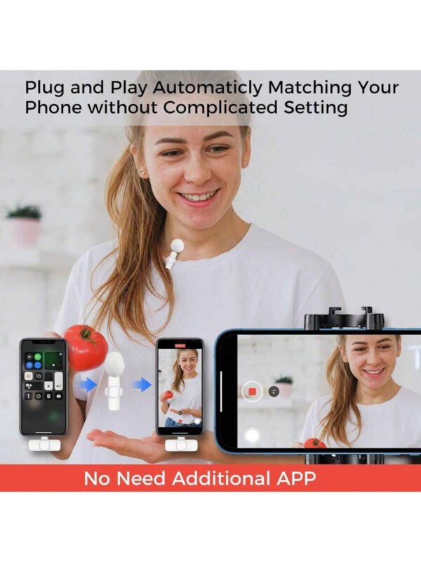 Micrófono inalámbrico de solapa para smartphone, micrófono inalámbrico plug-and-play para grabación de video/audio, micrófono de solapa para entrevistas/vlogs/enseñanza - Imagen 14