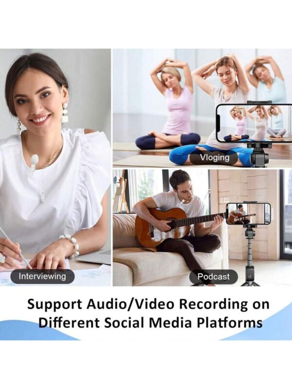Micrófono inalámbrico de solapa para smartphone, micrófono inalámbrico plug-and-play para grabación de video/audio, micrófono de solapa para entrevistas/vlogs/enseñanza - Imagen 15