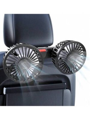 El ventilador para coche es apto para el asiento trasero. Es un ventilador USB de doble cabezal con 3 velocidades de viento potente y un ventilador para reposacabezas trasero giratorio de 360°. Es un ventilador de circulación de aire con clip ajustable, apto para todos los modelos.