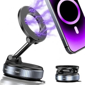 Soporte magnético de teléfono mejorado al vacío de 360°, soporte magnético para teléfono para automóvil, soporte de teléfono con ventosa manos libres para automóvil/gimnasio/espejo/ducha