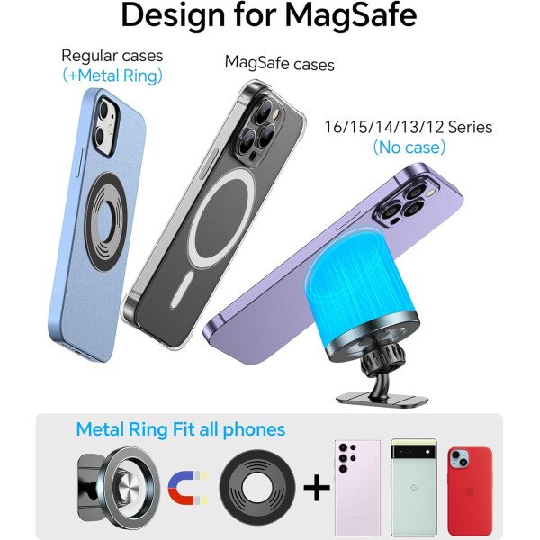 Kaistyle Soporte de coche Magsafe con 20 imanes fuertes: soporte magnético para teléfono de coche, soporte de montaje en tablero360°Soportes de teléfono celular para tu automóvil, accesorios para - Imagen 17