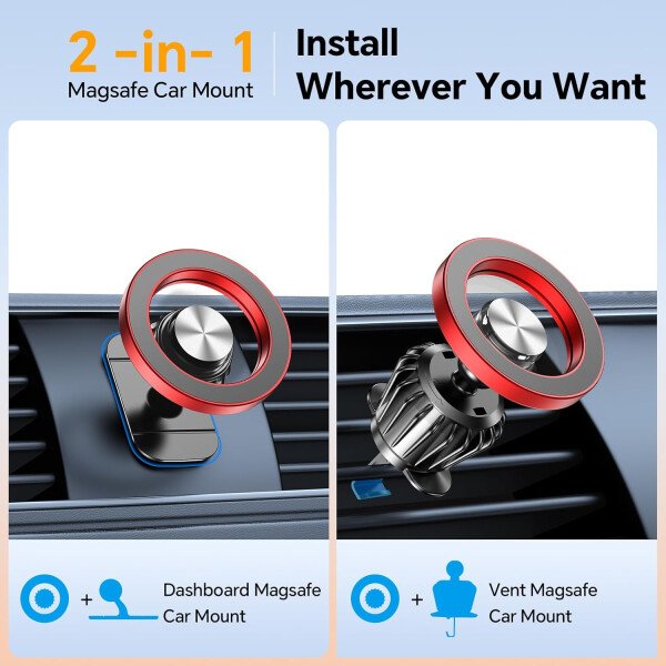 Kaistyle Soporte de coche Magsafe con 20 imanes fuertes: soporte magnético para teléfono de coche, soporte de montaje en tablero360°Soportes de teléfono celular para tu automóvil, accesorios para - Imagen 26