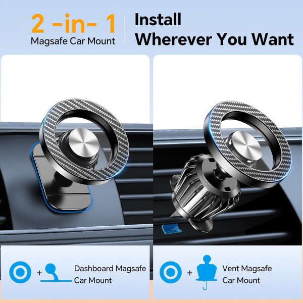 Kaistyle Soporte de coche Magsafe con 20 imanes fuertes: soporte magnético para teléfono de coche, soporte de montaje en tablero360°Soportes de teléfono celular para tu automóvil, accesorios para - Imagen 32
