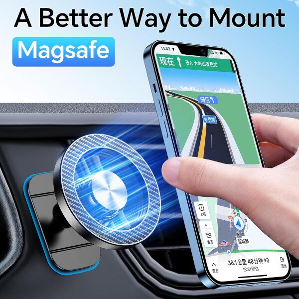 Kaistyle Soporte de coche Magsafe con 20 imanes fuertes: soporte magnético para teléfono de coche, soporte de montaje en tablero360°Soportes de teléfono celular para tu automóvil, accesorios para - Imagen 33