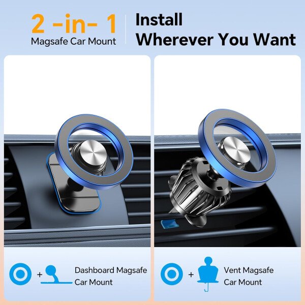 Kaistyle Soporte de coche Magsafe con 20 imanes fuertes: soporte magnético para teléfono de coche, soporte de montaje en tablero360°Soportes de teléfono celular para tu automóvil, accesorios para - Imagen 45