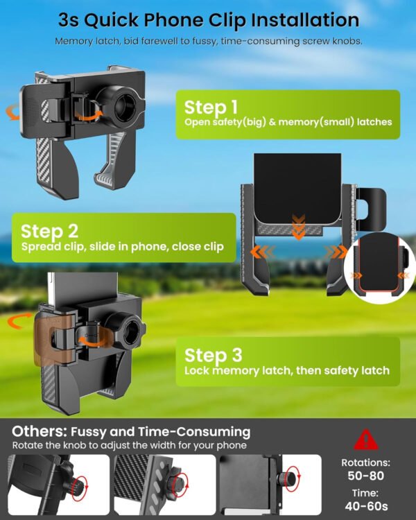 Soporte magnético para carrito de golf, soporta hasta 6 libras, instalación de clip de teléfono 3S, organizador de teléfono para iPhone Galaxy se adapta a EZGO Club Car Yamaha Icon, accesorios - Imagen 3