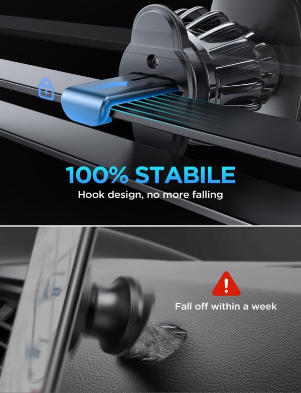 LISEN - Paquete de 2 soportes magnéticos para teléfono de automóvil, 6 imanes militares, soporte para teléfono de automóvil, soporte de ventilación manos libres, soporte para teléfono celular para automóvil, 6 placas de metal para todos los iPhone 14/13/12/11, Pro, Pro Max, Android - Imagen 14