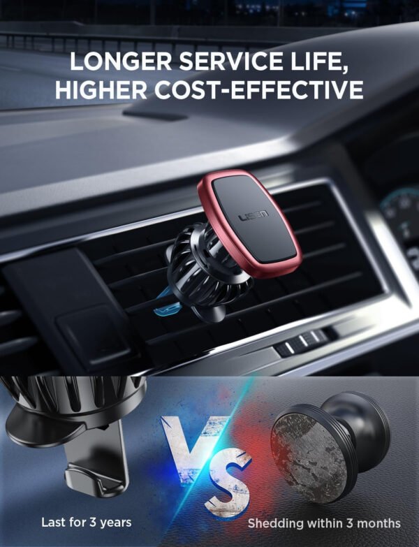 LISEN - Paquete de 2 soportes magnéticos para teléfono de automóvil, 6 imanes militares, soporte para teléfono de automóvil, soporte de ventilación manos libres, soporte para teléfono celular para automóvil, 6 placas de metal para todos los iPhone 14/13/12/11, Pro, Pro Max, Android - Imagen 17