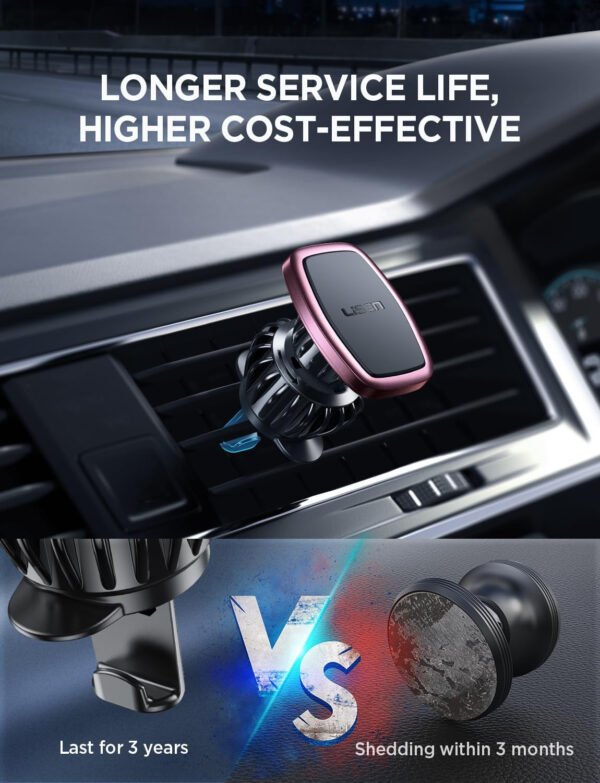 LISEN - Paquete de 2 soportes magnéticos para teléfono de automóvil, 6 imanes militares, soporte para teléfono de automóvil, soporte de ventilación manos libres, soporte para teléfono celular para automóvil, 6 placas de metal para todos los iPhone 14/13/12/11, Pro, Pro Max, Android - Imagen 24