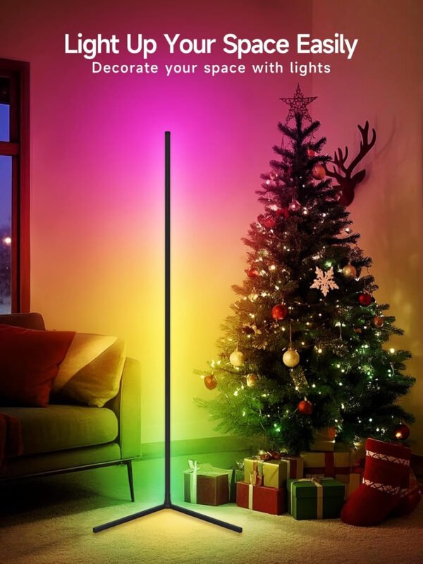 Lámpara de pie de esquina, lámpara de esquina LED RGB con sincronización de música, aplicación inteligente y control remoto, luz ambiental que cambia de color, lámpara LED con 16 millones de - Imagen 5