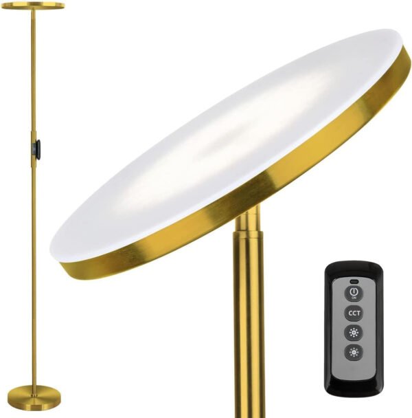 JOOFO Lámpara de pie, 30 W/2400 lm, luz LED cielo, moderna, 3 temperaturas de color, súper brillante, luz de poste alto con control remoto y táctil para sala de estar, dormitorio, oficina (negro) - Imagen 33