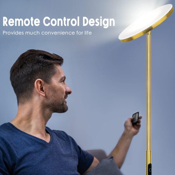 JOOFO Lámpara de pie, 30 W/2400 lm, luz LED cielo, moderna, 3 temperaturas de color, súper brillante, luz de poste alto con control remoto y táctil para sala de estar, dormitorio, oficina (negro) - Imagen 37