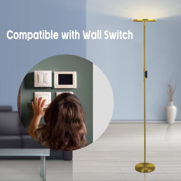 JOOFO Lámpara de pie, 30 W/2400 lm, luz LED cielo, moderna, 3 temperaturas de color, súper brillante, luz de poste alto con control remoto y táctil para sala de estar, dormitorio, oficina (negro) - Imagen 39