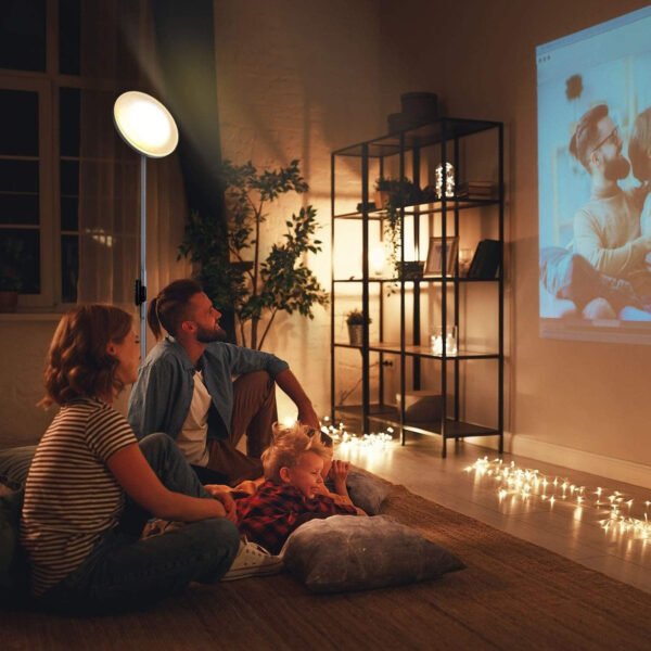 JOOFO Lámpara de pie, 30 W/2400 lm, luz LED cielo, moderna, 3 temperaturas de color, súper brillante, luz de poste alto con control remoto y táctil para sala de estar, dormitorio, oficina (negro) - Imagen 41