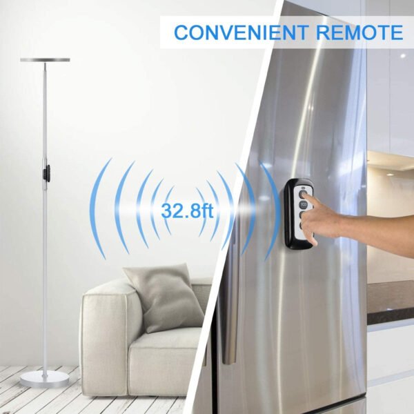 JOOFO Lámpara de pie, 30 W/2400 lm, luz LED cielo, moderna, 3 temperaturas de color, súper brillante, luz de poste alto con control remoto y táctil para sala de estar, dormitorio, oficina (negro) - Imagen 45