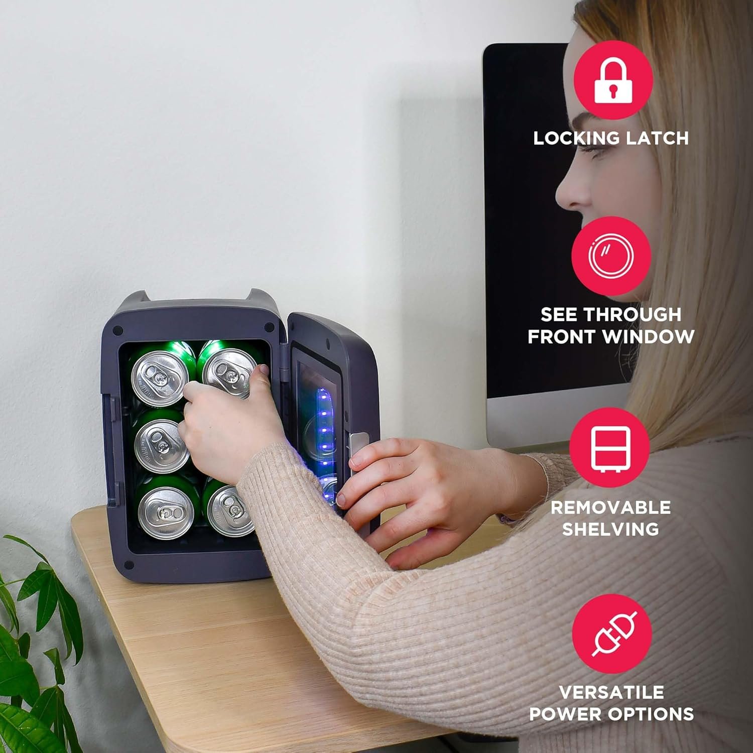 Frigidaire EFMIS179 - Mini refrigerador de bebidas con luz para juegos, sigilo - Imagen 4