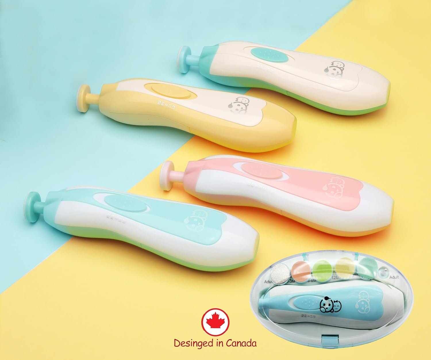 Royal Angels - Juego de cortaúñas 20 en 1 para bebé, lima eléctrica de uñas segura con cabezales de repuesto para pies y manos de bebés recién nacidos y niños pequeños, lima y pule (azul) - Imagen 8