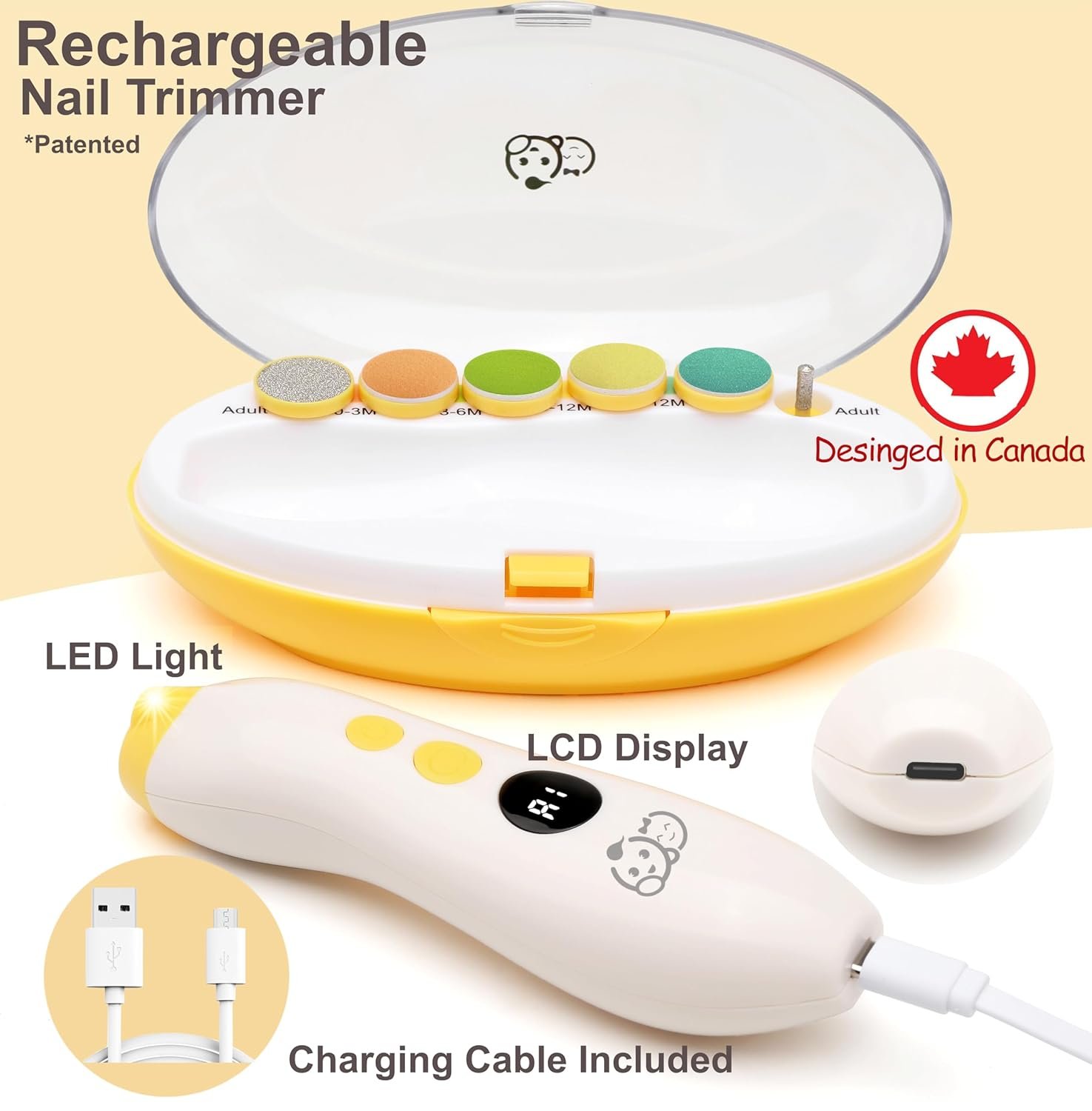 Royal Angels - Juego de cortaúñas 20 en 1 para bebé, lima eléctrica de uñas segura con cabezales de repuesto para pies y manos de bebés recién nacidos y niños pequeños, lima y pule (azul) - Imagen 39