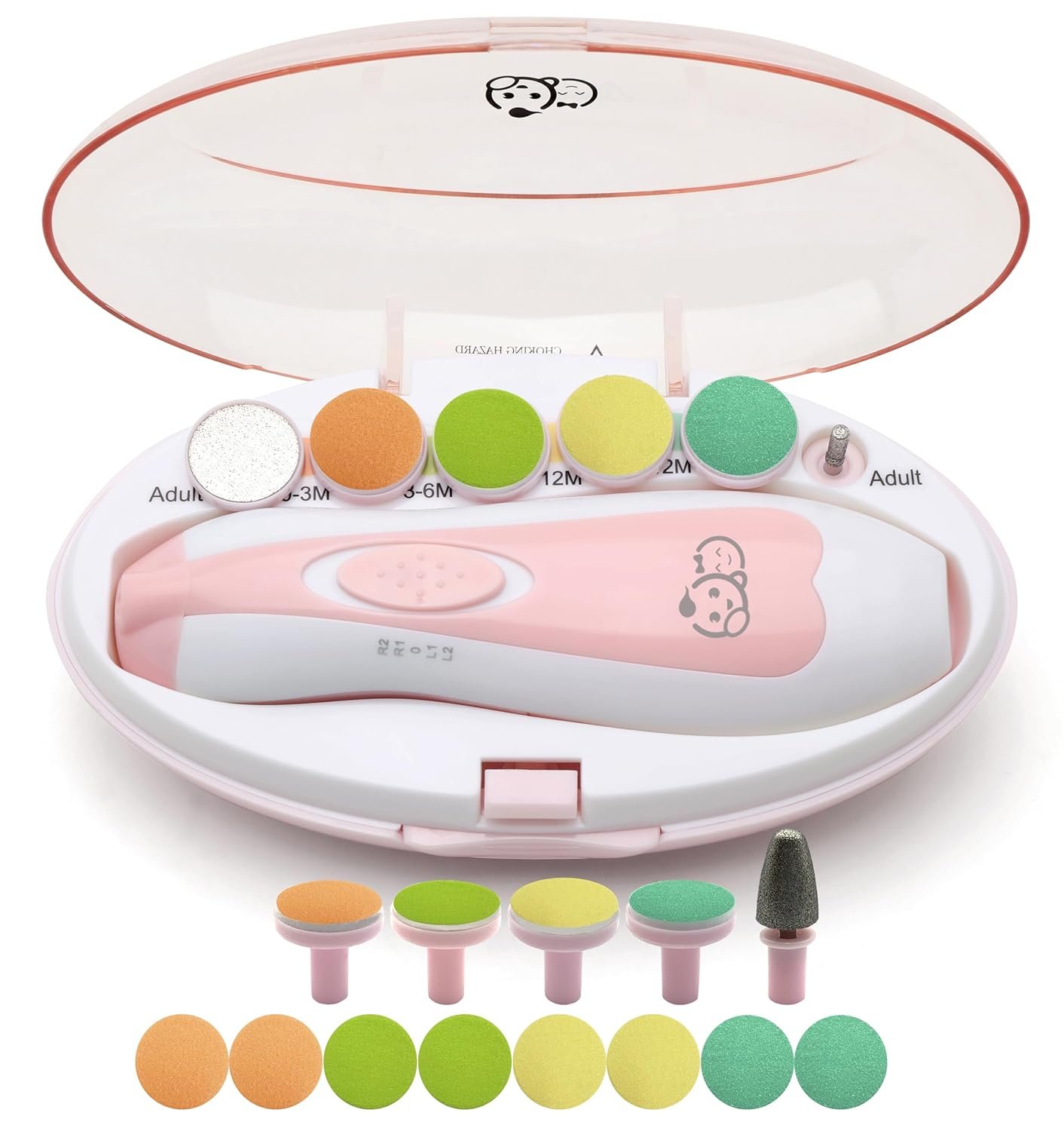 Royal Angels - Juego de cortaúñas 20 en 1 para bebé, lima eléctrica de uñas segura con cabezales de repuesto para pies y manos de bebés recién nacidos y niños pequeños, lima y pule (azul) - Imagen 45