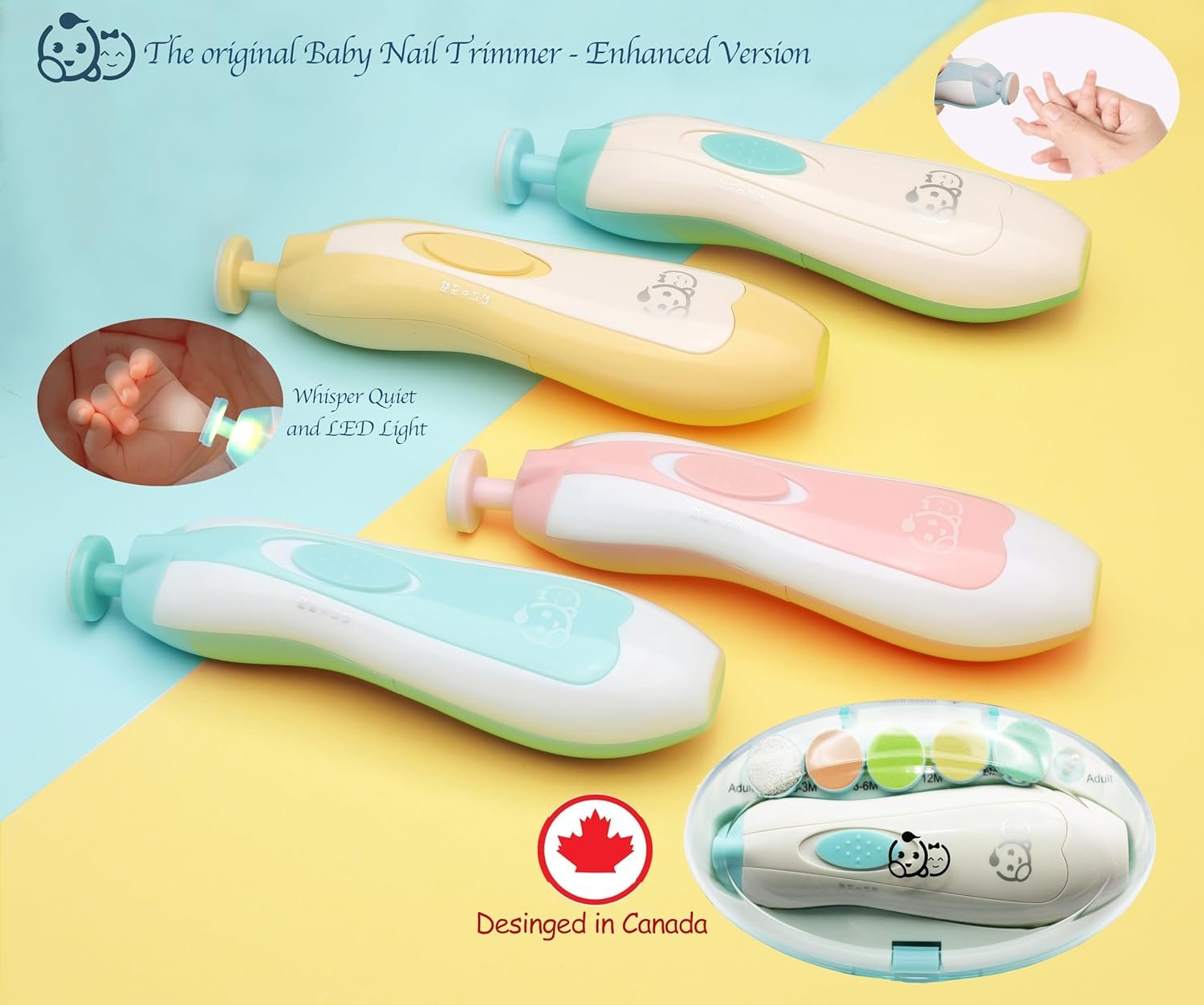 Royal Angels - Juego de cortaúñas 20 en 1 para bebé, lima eléctrica de uñas segura con cabezales de repuesto para pies y manos de bebés recién nacidos y niños pequeños, lima y pule (azul) - Imagen 62