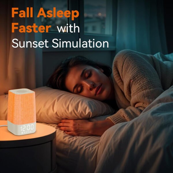 Reloj despertador Sunrise: con máquina de ruido, reloj despertador digital para dormitorios, sonidos naturales para despertar suave, 30 sonidos de sueño, brillo y volumen ajustables - Imagen 13