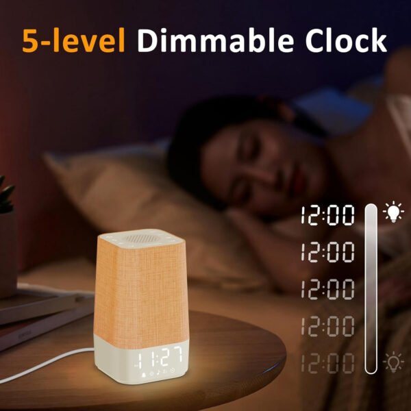 Reloj despertador Sunrise: con máquina de ruido, reloj despertador digital para dormitorios, sonidos naturales para despertar suave, 30 sonidos de sueño, brillo y volumen ajustables - Imagen 15