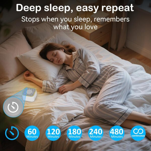 Reloj despertador Sunrise: con máquina de ruido, reloj despertador digital para dormitorios, sonidos naturales para despertar suave, 30 sonidos de sueño, brillo y volumen ajustables - Imagen 21
