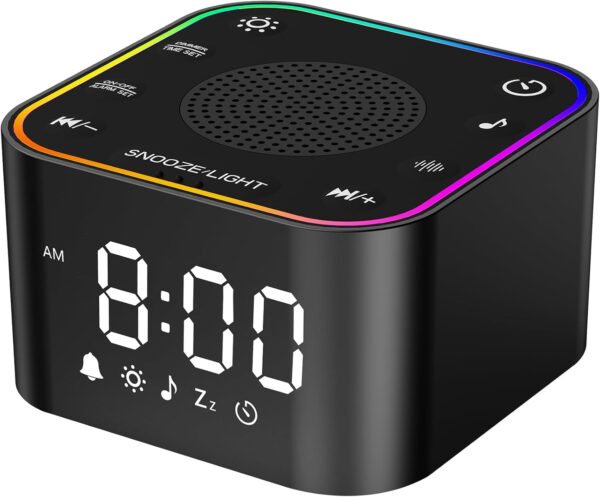 Reloj despertador Sunrise: con máquina de ruido, reloj despertador digital para dormitorios, sonidos naturales para despertar suave, 30 sonidos de sueño, brillo y volumen ajustables - Imagen 26