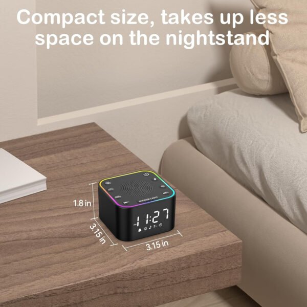 Reloj despertador Sunrise: con máquina de ruido, reloj despertador digital para dormitorios, sonidos naturales para despertar suave, 30 sonidos de sueño, brillo y volumen ajustables - Imagen 31
