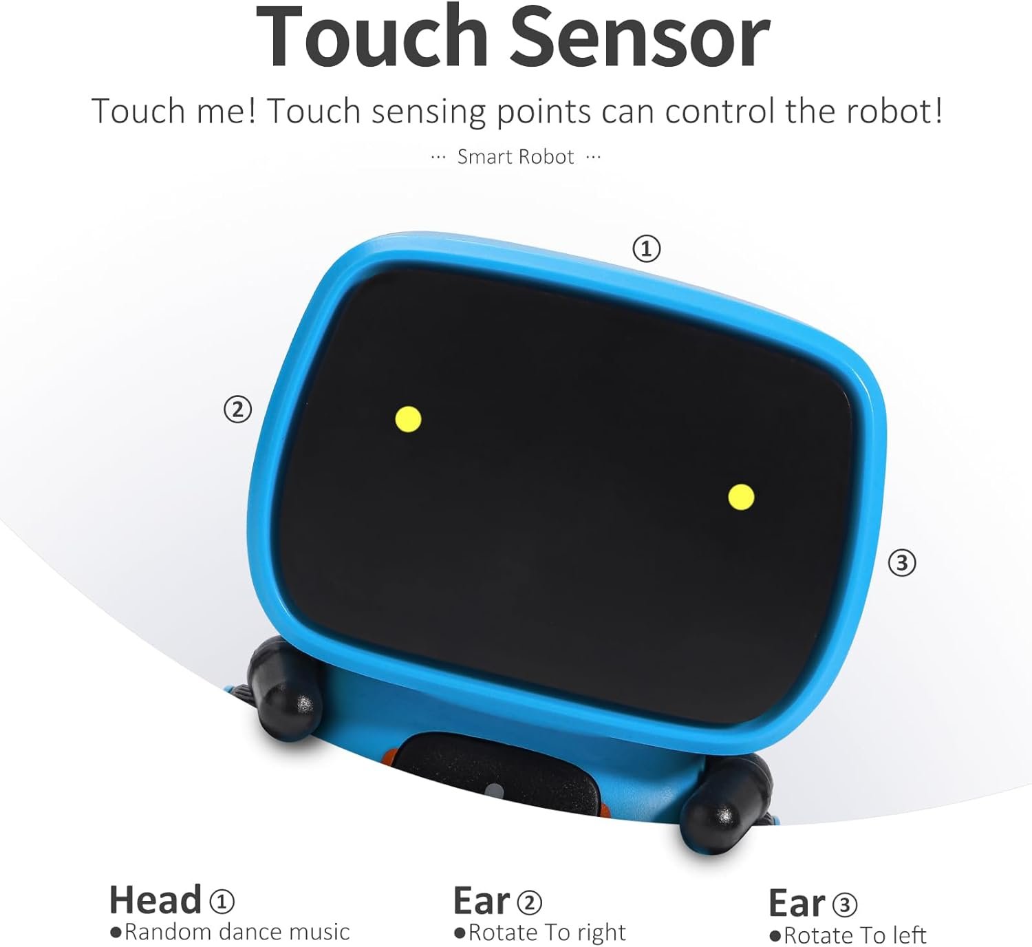GILOBABY - Juguete robot para niños, interactivo, con sensor táctil controlado por voz, robótica inteligente con canto, baile, repetición, reconocimiento y grabación de voz, regalo para niños a partir de 3 años - Imagen 2
