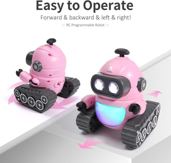 GILOBABY Juguetes robot para niñas, juguete robot recargable de control remoto para niños, robots RC programables con ojos LED, cabeza y brazos flexibles, movimientos de baile, música, regalos de - Imagen 5