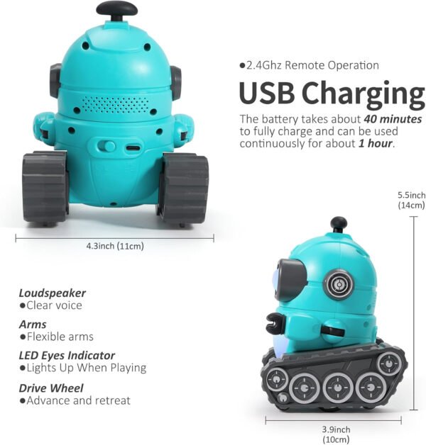 GILOBABY Juguetes robot para niñas, juguete robot recargable de control remoto para niños, robots RC programables con ojos LED, cabeza y brazos flexibles, movimientos de baile, música, regalos de - Imagen 9