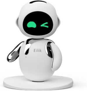 Eilik Silver - Juguetes de escritorio interactivos táctiles, lindas mascotas robot con emociones abundantes. Animaciones divertidas y minijuegos, regalos de cumpleaños para niñas y niños.