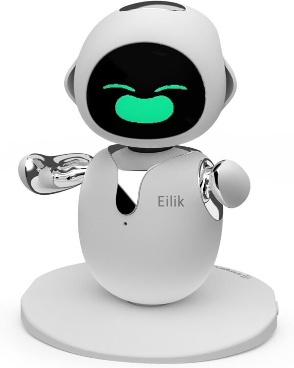 Eilik Silver - Juguetes de escritorio interactivos táctiles, lindas mascotas robot con emociones abundantes. Animaciones divertidas y minijuegos, regalos de cumpleaños para niñas y niños. - Imagen 2