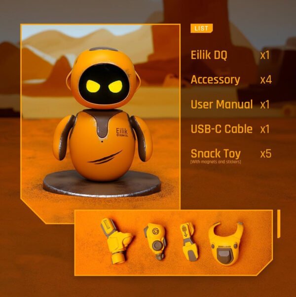 Eilik DQ - Juguetes interactivos táctiles, lindas mascotas robot con emociones abundantes. Animaciones inactivas y minijuegos exclusivos, regalo único para niñas y niños. Actualización de - Imagen 6