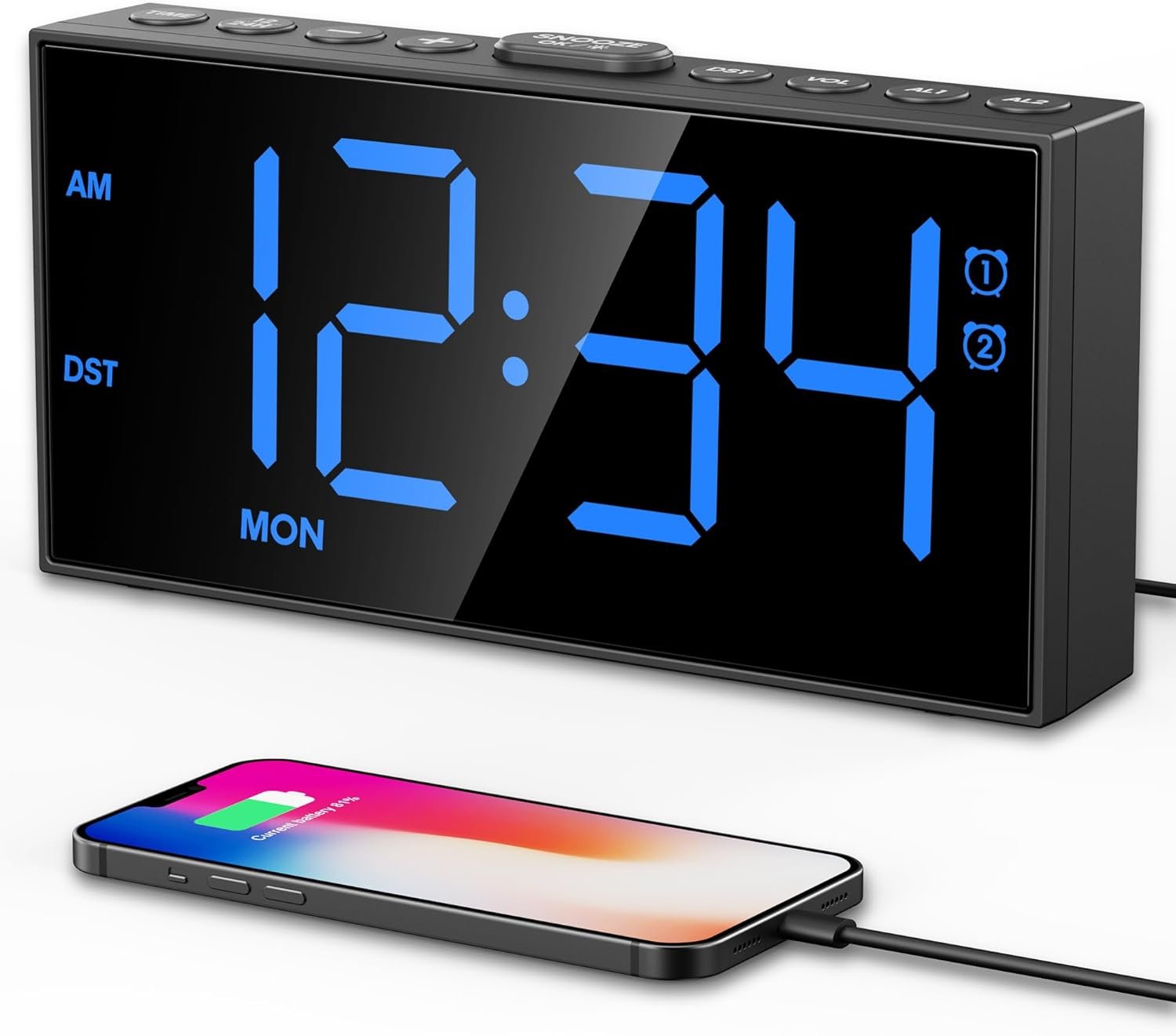 PPLEE Reloj despertador fuerte con agitador de cama, despertador vibratorio para personas con problemas auditivos sordos, 2 alarmas de vibración de 3 niveles para modo día laboral/diario, 5 - Imagen 39