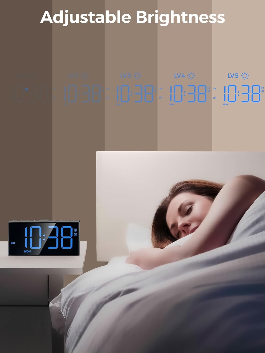 PPLEE Reloj despertador fuerte con agitador de cama, despertador vibratorio para personas con problemas auditivos sordos, 2 alarmas de vibración de 3 niveles para modo día laboral/diario, 5 - Imagen 40